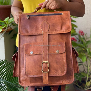 Main Réel De Chèvre En Cuir 11*15 Pouces Vintage Sac À Dos Sac À Dos - Product Image 1