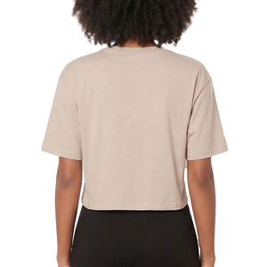 Camiseta Corta Oversize para Mujer, Manga Corta, Cuello Redondo, Ajuste Holgado, Mezcla de Algodón, Top Casual de Moda, Camiseta Personalizada con Logo para Mujer - Product Image 4