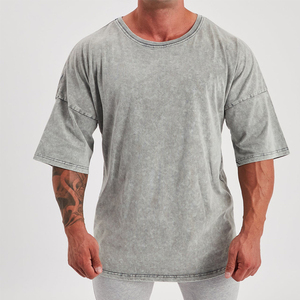 Camisetas de Punto Sólido con Lavado Ácido para Hombre de Alta Calidad, Impresión de Logotipo Personalizado, 230g, 100% Algodón, Antiarrugas, Ropa Urbana, MOQ Bajo 10 - Product Image 2