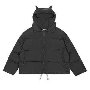 Chaqueta acolchada cálida de invierno con diseño de logotipo bordado personalizado para hombre, capucha de talla grande con cremallera, impermeable, a prueba de viento, estilo burbuja, algodón - Product Image 3