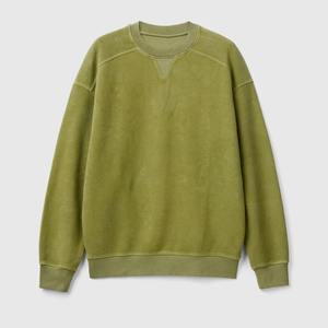 เสื้อสเวตเชิ้ตผู้ชายทรงบ็อกซี่ คอวี แขนยาว ผ้าฝ้ายเฟรนช์เทอร์รี่เนื้อหนา ไม่มีฮู้ด แบบสั่งทำ OEM - Product Image 2