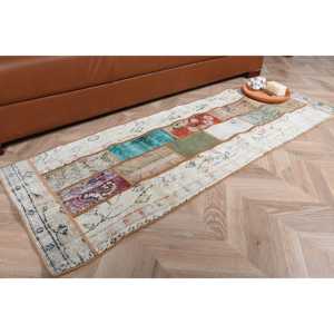Turkish 2x5.7 ft <b>Runner</b> <b>Rug</b>, Vintage <b>Rug</b>, Brown Polka dot <b>Rug</b> - Product Image 1