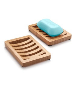 Bamboo Soap Dish Wooden Holder 2 Pack for <b>Bar</b> Wooden soap Tray Kitchen Tray Self Draining - Product Image 1