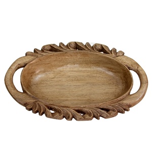 Plateau de petit déjeuner 2 types Plateau de service décoratif en bois de forme ronde de qualité Assiettes de service en bois pour hôtel, restaurant et fournitures d'hôtel - Product Image 4