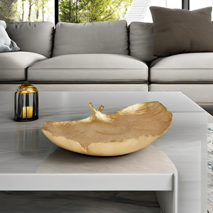 Plateau en forme de feuille en métal Newts Design avec dessus en forme de feuille pour plateau décoratif de table pour hôtel à la maison - Product Image 2