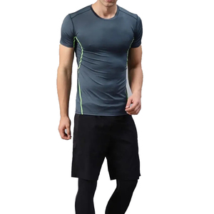 T-shirt de compression 100% coton pour hommes, 210 grammes, col rond, motif solide, anti-odeur, pour l'entraînement - Product Image 2