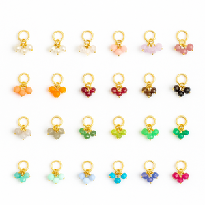 Dijes de cuentas de piedras preciosas chapadas en oro rosa, colgantes de racimo de 3 cuentas para fabricación de joyas, dijes de piedra natal hechos a mano - Product Image 5