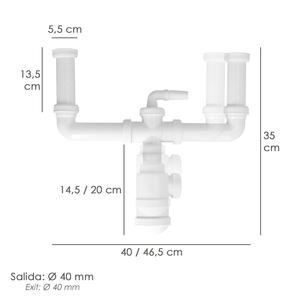 Sifone Doppio Estensibile con Bottiglia, Uscita 1 1/2" O/ 40 mm. - Product Image 2