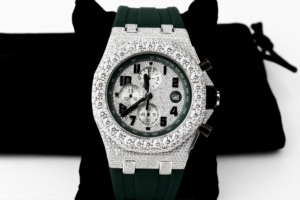 Reloj de negocios Chapado en plata de ley 925 para hombre, esfera de cristal de 40mm, correa de goma, joyería de moda de cuarzo, estilo Hip Hop Iced - Product Image 5