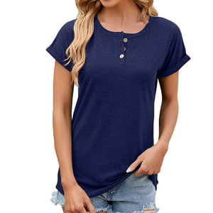 Camisetas ajustadas de algodón y poliéster de alta calidad para mujer, estampado de logotipo personalizado, diseño de longitud corta de talla grande suave - Product Image 3