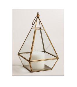 Nouvelle lanterne à bougie décorative en métal conçue en or finie avec une forme géométrique pour la décoration intérieure et extérieure - Product Image 1