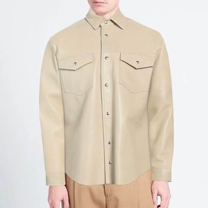 Alta calidad mejor precio al por mayor hombres cuero diseño personalizado manga completa Pu cuero camisa para hombres - Product Image 2