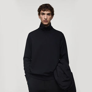 2024 décontracté léger coupe ample coton Polo sweat brodé Logo mélange quart-Zip col montant pull sweats - Product Image 1