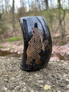 แก้วดื่มฮอร์นไวกิ้งของแท้แกะสลักด้วยมือดีไซน์หรูหราสำหรับเครื่องดื่มร้อนและเย็นสำหรับปาร์ตี้ - Product Image 2