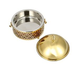 Réchauffeur de buffet en métal plat de serveur de nourriture vente en gros fête de mariage décor de table pot de serveur de nourriture plat de casserole rond personnalisé - Product Image 3