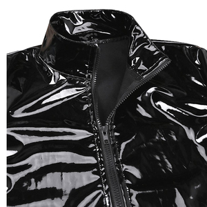 Venta al por mayor de prendas de vestir ligeras con cuello levantado para hombre, chaqueta, abrigo de manga larga, piel metálica, lona, temporada de invierno, OEM disponible - Product Image 5