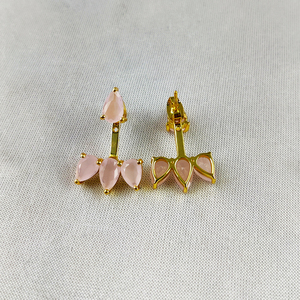 Pear Shape Faceted Pink Chalcedony Gemstone Ear <b>Jackets</b> | Handmade Women Jewelry - Product Image 1