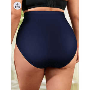 กางเกงในสตรีเอวสูง 4 ชิ้น ไซส์ใหญ่ ช่วยเก็บหน้าท้อง ดีไซน์หรูหรา ระบายอากาศได้ดี ผ้าตาข่ายไร้รอยต่อ แต่งดีเทลไขว้ ช่วยกระชับสัดส่วน - Product Image 6