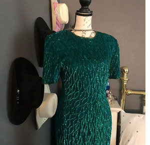 Elegante trompeta/sirena de longitud completa sin mangas señoras cóctel vestido de noche exquisito bordado poli-malla lentejuelas perlas - Product Image 1