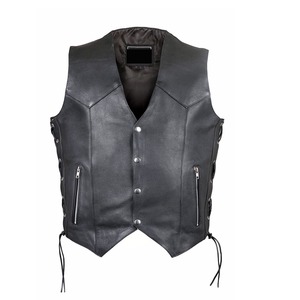 Gilet de moto en cuir personnalisé pour homme, cuir de vache véritable de qualité A, veste de moto en cuir, gilet de motard en cuir avec OEM - Product Image 1