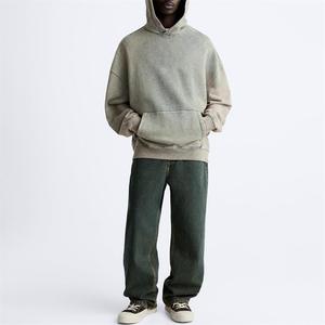 OEM, nouveauté, sweat à capuche ample couleur délavée, pull-over épais et surdimensionné en denim pour hommes, livraison DDP - Product Image 5
