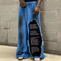 Sweatpants décontractés unisexes en coton 100% avec logo personnalisé, style streetwear, effet vieilli, imprimé à l'écran, coupe ample pour hommes