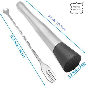 Agitateur à Cocktail Long en Acier Inoxydable avec Logo Personnalisé avec Bouton Cuillère à Barre Bâton Swizzle pour Bar à Cocktails Matériau Métallique Durable - Product Image 3