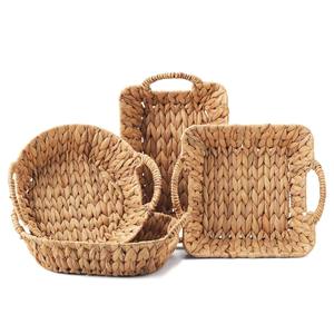 Water hyacinth <b>serving</b> tray <b>set</b> eco-friendly weave fiber container trays bedroom kitchen organizers - Product Image 6