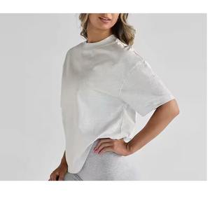 T-shirts lourds pour femmes t-shirt décontracté pour femmes t-shirt surdimensionné femmes respirant 100% coton tissu - Product Image 3