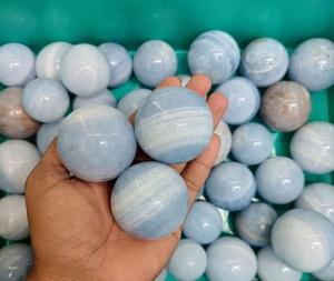 Sphère de Calcite Bleue Naturelle Taille Personnalisée, Cristal Sculpté Agate Ombre pour l'Énergie Curative et la Décoration Intérieure, Origine Gujarat - Product Image 4