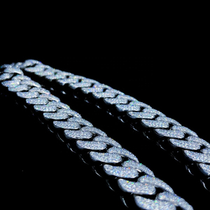 Chaîne à maillons cubains en or blanc 14 carats certifiée IGI Collier Hip Hop personnalisé avec diamant taillé en brillant Chaîne cubaine personnalisable pour homme - Product Image 4