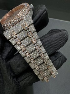 Pour AP acier inoxydable 41MM Moissanite diamant montre avec 25CT diamant mouvement mécanique verre cadran fenêtre acier inoxydable - Product Image 3