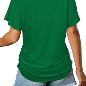 เสื้อยืดคอวีออกแบบได้ตามต้องการสำหรับผู้หญิงเสื้อยืดผ้าคอตตอนออร์แกนิก100% สีพื้นเสื้อเปล่า - Product Image 6