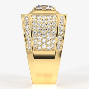 Sertissage de diamants de laboratoire de forme ronde de 3.5 carats avec accent latéral Alliance VVS VS Clarity DEF Couleur en or 14 carats pour hommes - Product Image 3