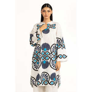 ชุดเซ็ตเสื้อผ้าฝ้ายสีขาวพิมพ์ลายแนวตั้งลำลองสำหรับผู้หญิง ไซส์ XS/XS สำหรับชุดฤดูใบไม้ผลิ/ฤดูร้อน ชุด 2 ชิ้น - Product Image 4