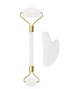 Rouleau de pierre faciale/quartz Rose Gua Sha/rouleau facial rouleau de pierre de rouleau d'acier inoxydable routine de soins de la peau soins de la peau naturels - Product Image 2