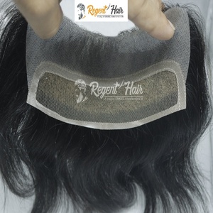 Vente en gros de postiche REGENT noué à la main de qualité supérieure pour homme Stock de cheveux humains à l'avant de la peau disponible style vague naturelle droite - Product Image 4