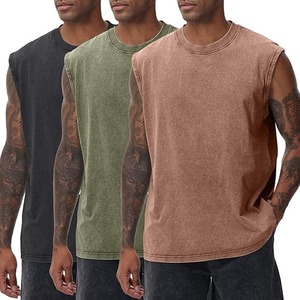 Camiseta Deportiva de Alta Calidad para Hombre, sin Mangas, Ligera, de Secado Rápido, Ajuste Regular, para Gimnasio, Resistente al Viento, con Lavado Ácido - Product Image 1