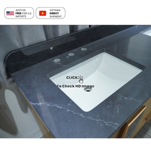 Thấp hơn thuế quan cảnh tượng đa dạng đàn hồi khách sạn dự án cao bóng đen Carrara nhân tạo thạch anh đá phiến cho Vanity - Product Image 6
