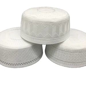 高品質の純粋な色イスラムの祈りイスラム教徒の祈りの帽子キャップ白染め卸売Oem Odmスタイルカスタマイズ購入祈りの帽子
