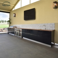 Barbecue à gaz moderne personnalisé de luxe en acier inoxydable de qualité 304/316 à 6 brûleurs avec allumage électronique pour jardin extérieur