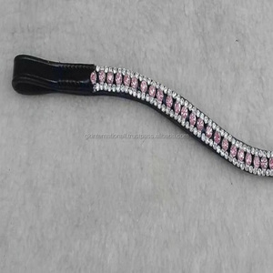 วงคิ้ว100% หนังควายแท้ทรงคลื่นมี3แถวทำจากคริสตัลสีชมพูวงคิ้วมีบังเหียนขนาดใหญ่ขนาดใหญ่มีขนาดเท่าทรงซังข้าวโพด - Product Image 4