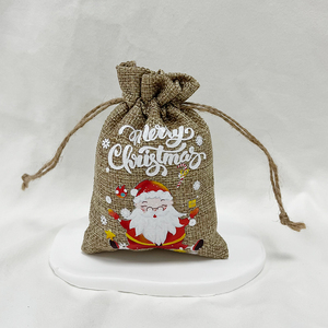 Túi vải bố đựng quà Giáng sinh, túi rút bằng vải gai, túi đựng đồ trang sức - Product Image 5