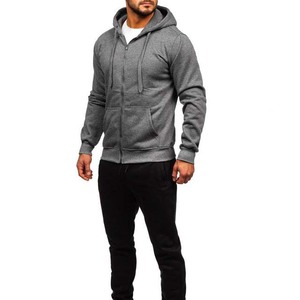 Chándales de hombre de diseño personalizado OEM de corte regular, ropa deportiva, sudaderas con capucha y pantalones de chándal con cremallera de forro polar de algodón, conjuntos de 2 piezas - Product Image 3