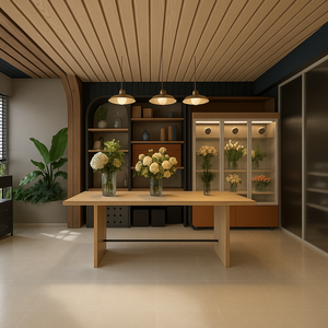 แผ่นผนังและฝ้าเพดานตกแต่ง PVC กันไฟ กันเสียง กันน้ำ ลายตารางสี่เหลี่ยมทันสมัย สำหรับห้องนั่งเล่น ห้องนอน ซูเปอร์มาร์เก็ต และโรงงาน - Product Image 1