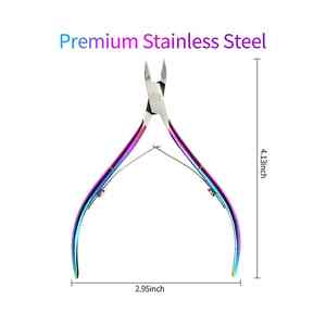Pinzas para cutículas de acero inoxidable arcoíris Premium, cortaúñas afiladas, herramienta de manicura de doble resorte para dedos de manos y pies - Product Image 4