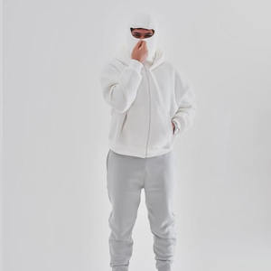 Sudadera con capucha unisex de gran tamaño con estampado de serigrafía de alta calidad y cremallera completa para hombre, Jersey polar de algodón con hombros caídos - Product Image 3