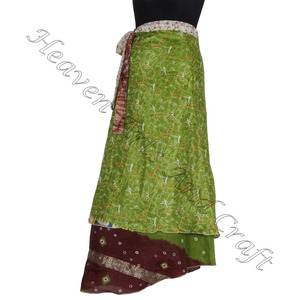 กระโปรงผ้าไหมพิมพ์ลาย2ชั้นลายกาแฟ, กระโปรงผ้าไหมมหัศจรรย์สามารถใส่ได้2ชั้นสำหรับห่อส่าหรียาวผ้าไหมส่าหรี - Product Image 3