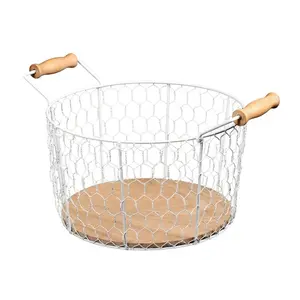 Metal Wire Kitchen Storage Picnic Basket With Gold Plating Rectangle Shape Unique Design Large size Basket for Living Room