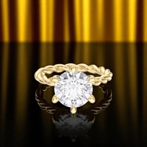 2.70 carats F-G/VS Lab Grown Round Cut Diamond Solitaire Bague de fiançailles fabriquée en or massif 10K,14K,18K - Product Image 3